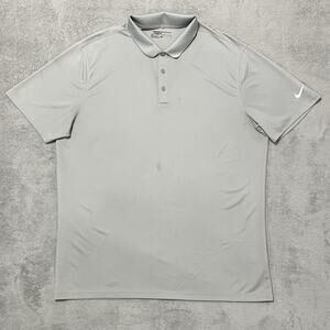 Nike Shirt Mens XL Gray Dri-Fit Short Sleeve Standard Fit Golf Victory Polo